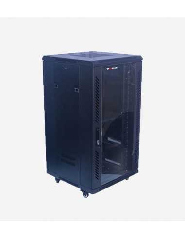 Armoires informatiques - SGI-22U-2V-80C-800x800x1200 - Armoire informatique 22U-2V-80C 800x800x1200 avec 2 étagères et 2 ventila